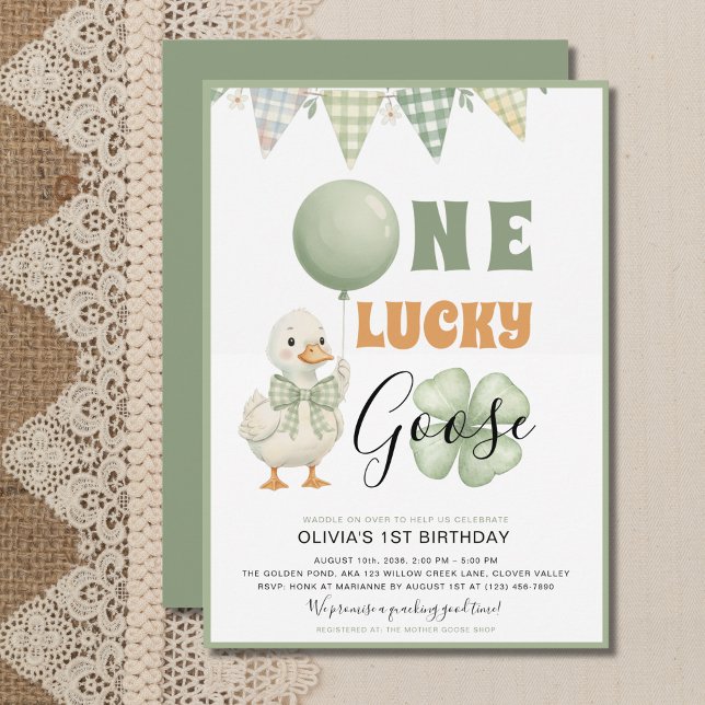 Convites One Lucky Goose St. Patrick's Day First Birthday (Criador carregado)