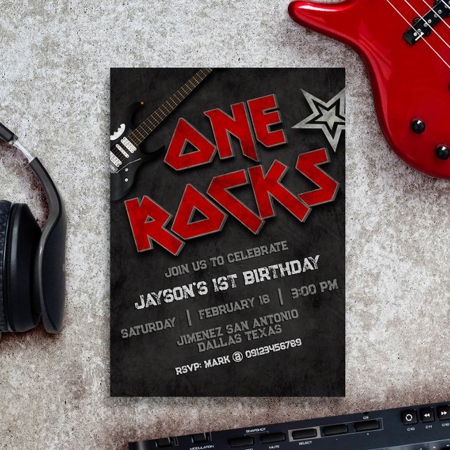 Convites One Rocks Birthday (Criador carregado)