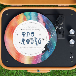 Convites One Rocks Disco de Vinil Tie Dye Rock'n'roll