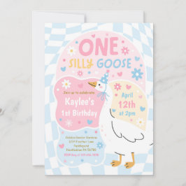 Convites One Silly Goose 1st Birthday Party Spring Birthday