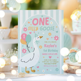 Convites One Silly Goose 1st Birthday Party Spring Birthday
