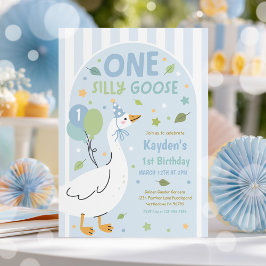 Convites One Silly Goose 1st Birthday Party Spring Birthday