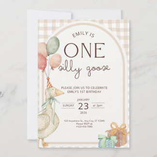 Convites One Silly Goose Birthday Invite Gender Neutral