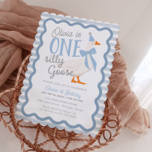 One Silly Goose Blue Bow 1st Birthday