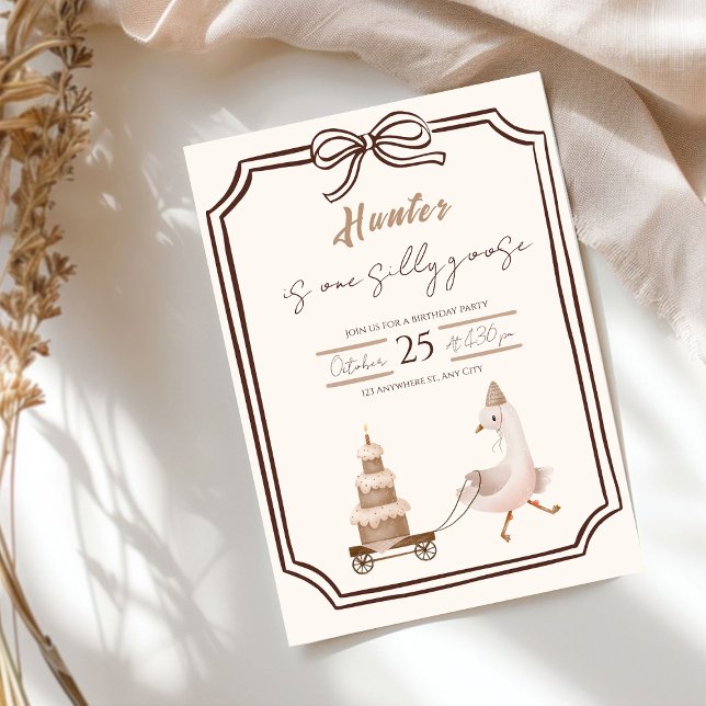 Convites One Silly Goose Boy Birthday Invitation  (Criador carregado)