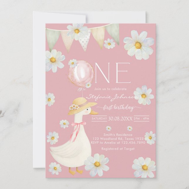 Convites ONE Silly Goose First Birthday Invitation (Frente)