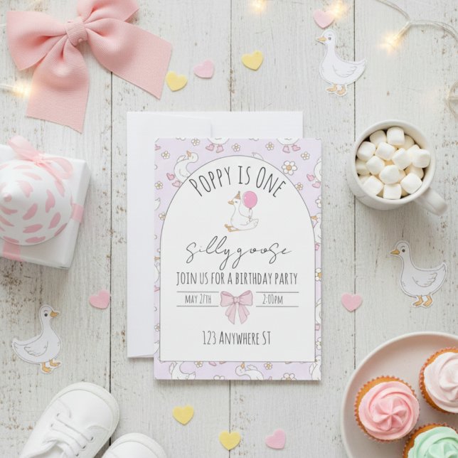Convites one silly goose first birthday invite (Criador carregado)