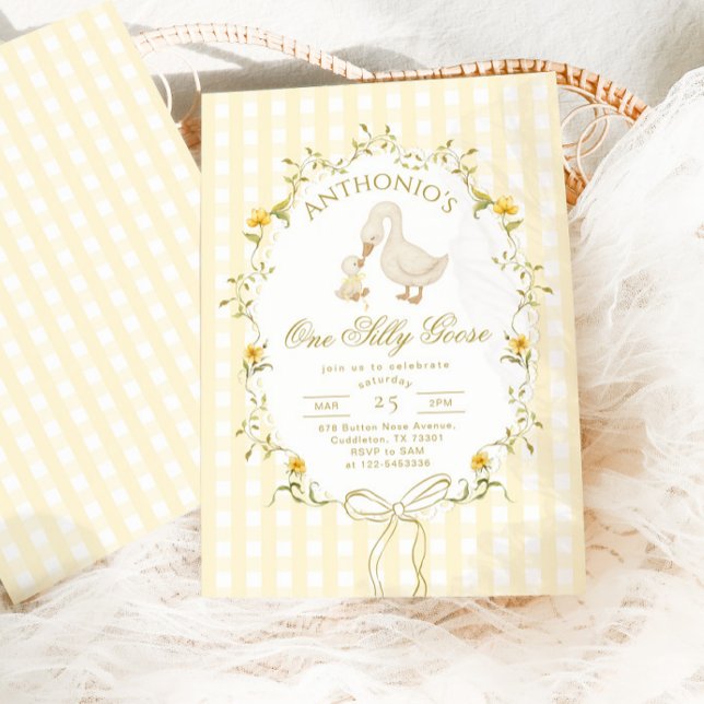 Convites One Silly Goose Gender neutral  1st Birthday (Criador carregado)