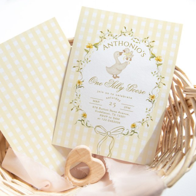 Convites One Silly Goose Gender neutral  1st Birthday (Criador carregado)