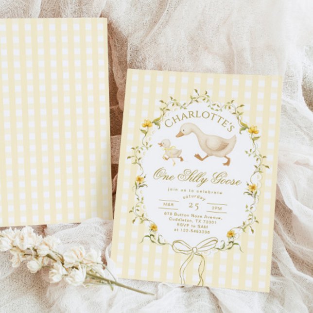 Convites One Silly Goose Gender neutral 1st Birthday (Criador carregado)