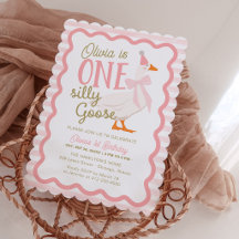 One Silly Goose Pink Bow 1st Birthday