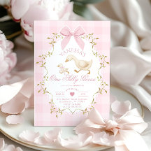 One Silly Goose Pink Bow Girl 1st Birthday