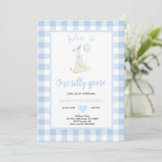 Convites One Silly Goose Spring Blue First Birthday Party
