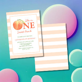 Convites One Sweet Peach Stripes Girl Birthday