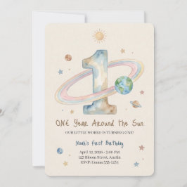 Convites One Year Around The Sun 1st Birthday Invitation