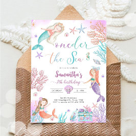 Convites Oneder The Sea Mermaid Under The Sea 1st Birthday