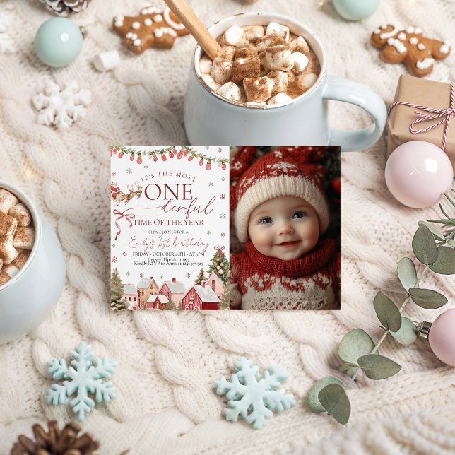 Convites ONEderful Christmas Photo Invitation (Criador carregado)