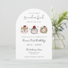 Convites Onederful Winter Animals First Birthday Invitation