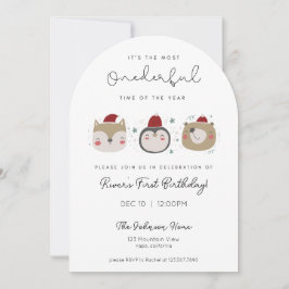 Convites Onederful Winter Animals First Birthday Invitation