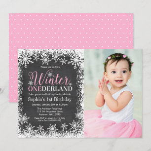 Convites ONEderland de Inverno Giz Quadro 1º Aniversário