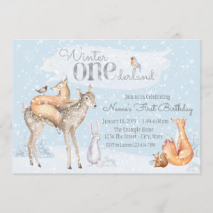 Convites ONEderland de Inverno Menino Menina Primeiro Anive