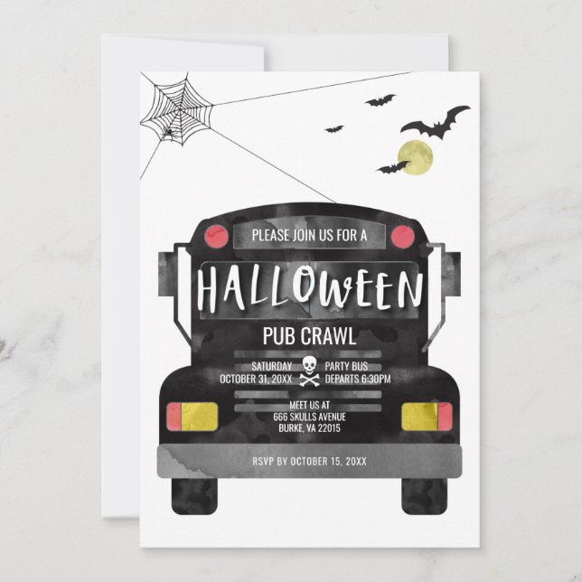 Convites Ônibus de festa de Halloween (Frente)