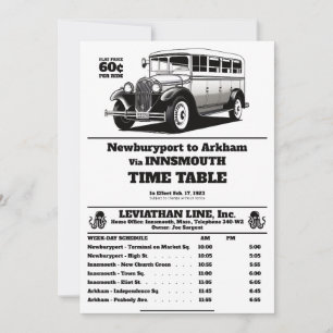 Convites Ônibus Innsmouth Schedule Joe Sargent