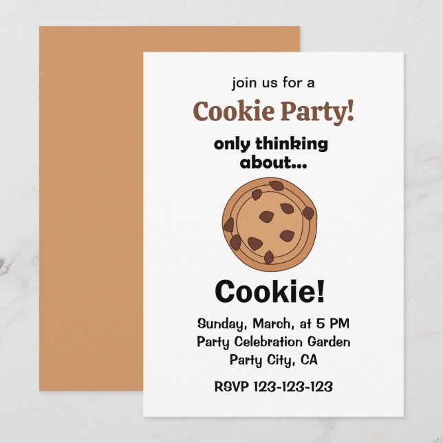 Convites Only Thinking About Cookie Funny Food Party (Frente/Verso)