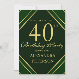 Convites Ontem, Dia de Aniversário, Verde e Dourado do Esme