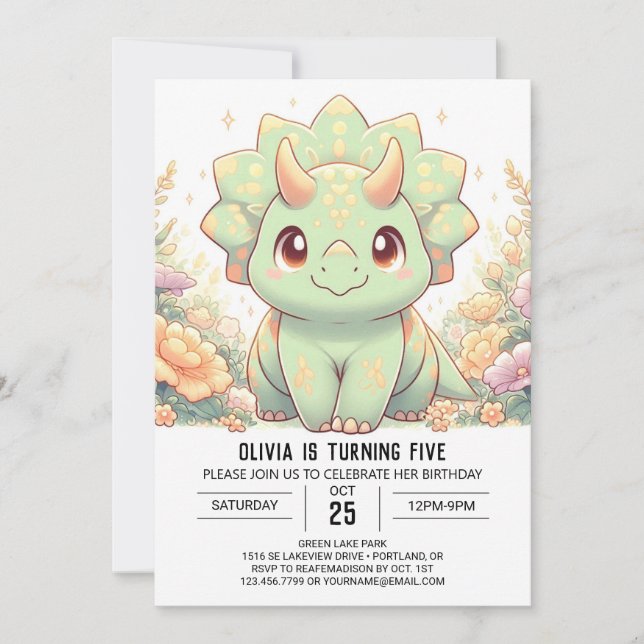 Convites Ontem Digital de Dinossauro Moderno (Frente)