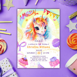 Convites Ontem do Unicorn Purple Rainbow