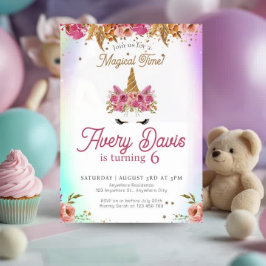 Convites Ontem Floral Rosa-Rosa-Arco-Íris Magnético