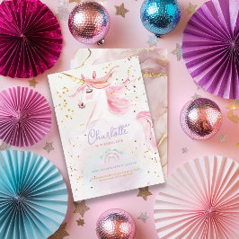 Convites Ontem moderno Unicórnio e Rainbow Pastel