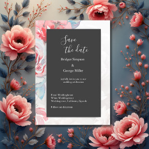 Convites onyx rosa floral seguro da data