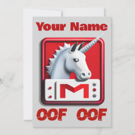 Convites Oof Roblox Funny Meme Red White Unicorn