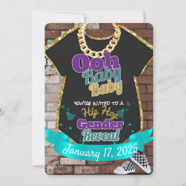 Convites Ooh Baby Baby|Purple & Teal Hip Hop Gender Revenda