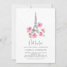 Convites Ooh la Eiffel Tower Pink Floral Bridal Luncheon