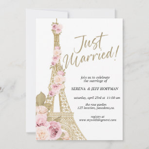Convites Ooh La La, tema Paris, Recém-Casados, Torre Eiffel