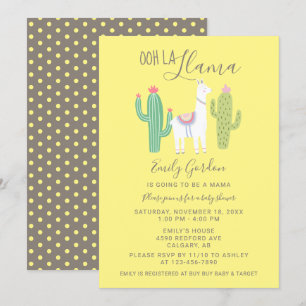 Convites Ooh La Llama Chá de Bebê amarelo marrom simples fo