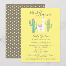 Ooh La Llama Chá de fraldas amarelo bonito simples