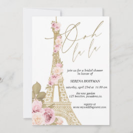 Convites Ooh La, tema Paris, Chá de panela, Torre Eiffel