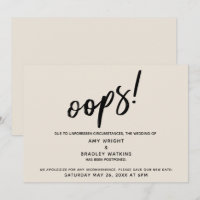 "Oops" Humorosos de Casamento Adiado! Creme Card