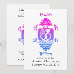 Convites Opala tradicional de 24 anos aniversário de casame