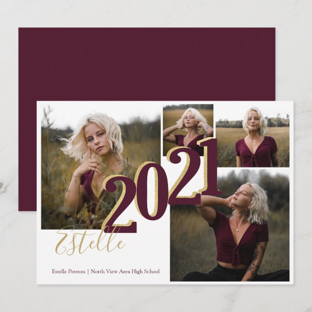 Convites Opção de Colagem de Graduação 2021 (Frente/Verso)