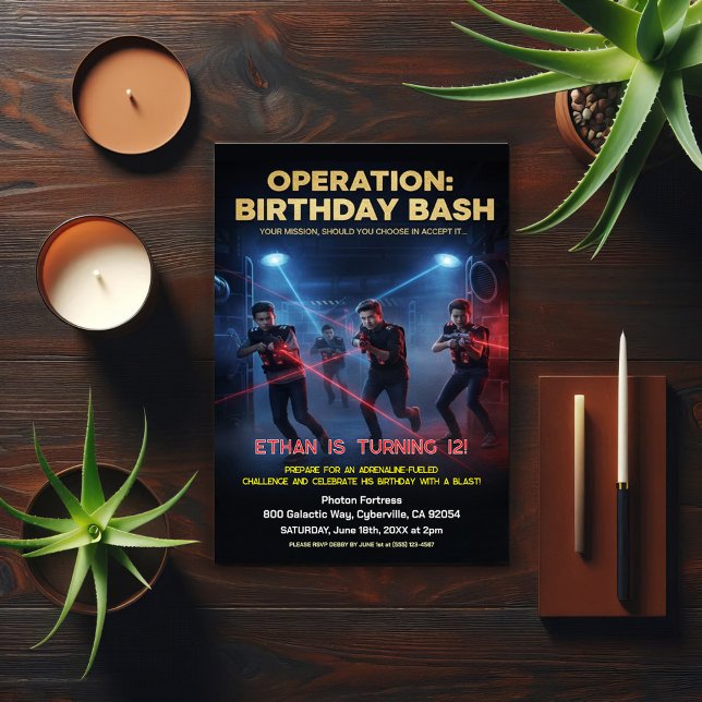 Convites Operation Birthday Bash Laser Tag (Criador carregado)