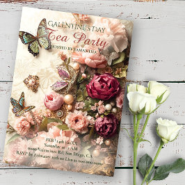 Convites Opulent Rococo Butterfly Garden Galentine Florals