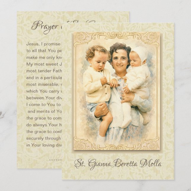Convites Oração Católica da Mãe Santa Gianna Beretta Molla (Frente/Verso)