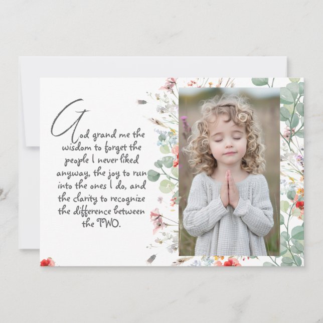 Convites Oração Personalizada da Sabedoria com Foto, Nome.  (Frente)