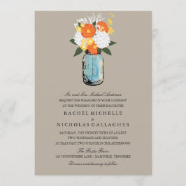 Convites Oranage Yellow Citrus Bloom Mason Jar| Casamento