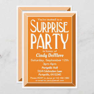 Convites Orange Art Deco Foto Birthday Surprise Party